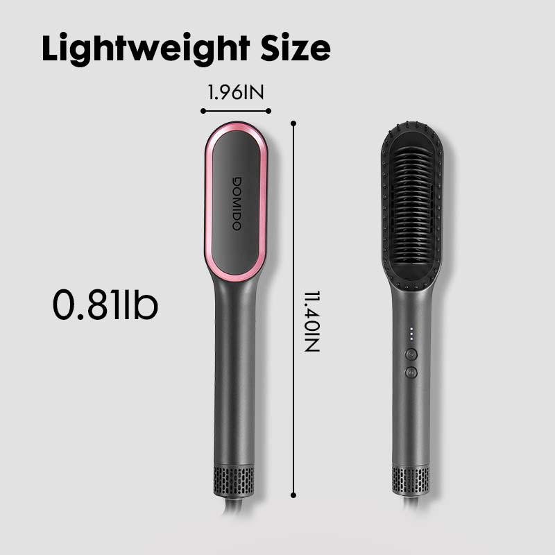 DOMIDO AURO-Blow Dryer Brush 2.0 Hair Straightener Brush 2 in 1 Fast Heat Up Straightening Brush Professional Hair Styling Tool