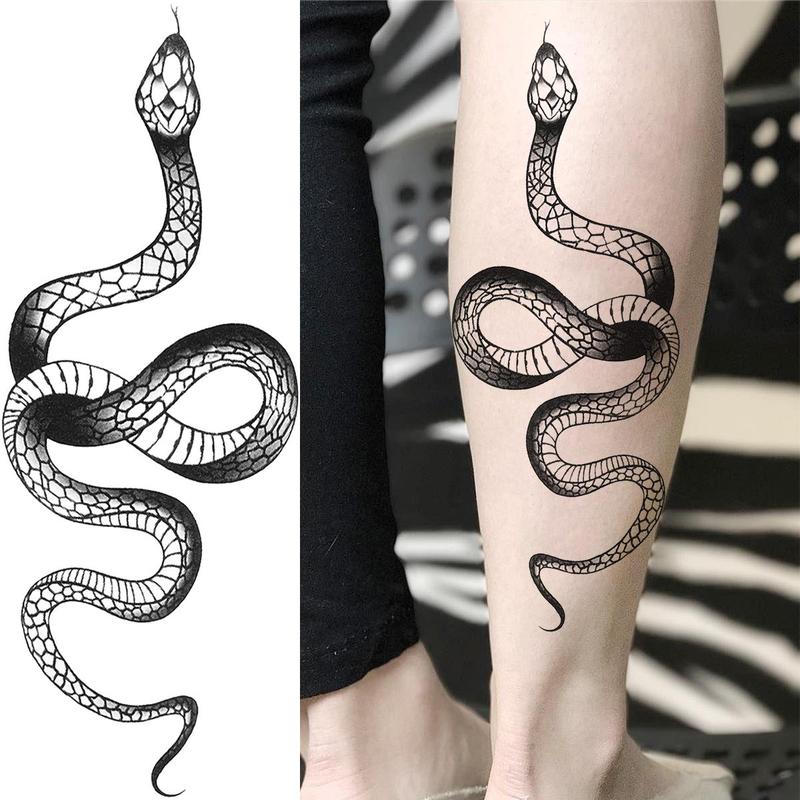 Gothic 3D Tribal Cobra Mamba Pattern Temporary Tattoo Sticker, Forearm Party Fake Tattoo Sticker, Body Art Sticker for Women Men