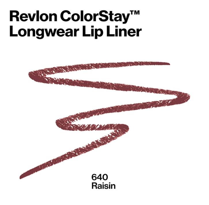 Revlon Lip Liner with Built-in Sharpener, Longwear Rich Lip Colors, Smooth Application, 640 Raisin, 0.01 oz