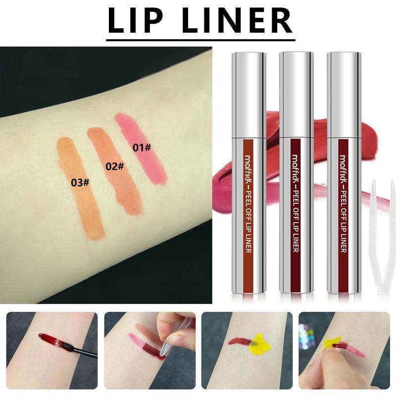 Long Lasting Tear Off Lip Liner, 3 Counts set Waterproof Lip Liner Pencil, Easy Coloring Lip Liner Pen, Suitable for All Occasions Lip Makeup