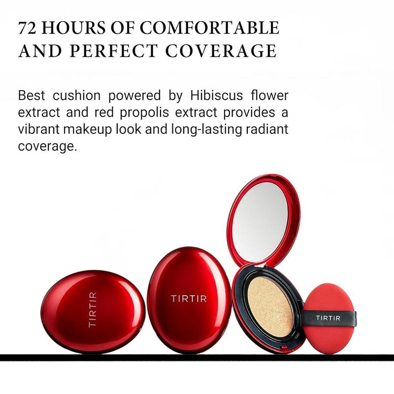 TIRTIR Mask Fit Red Cushion Foundation 18g   0.63oz. Concealer Flawless Makeup Cosmetic Lightweight Radiance Radiant Skincare Uv Moisturize Hydrate Moisture Moisturizer