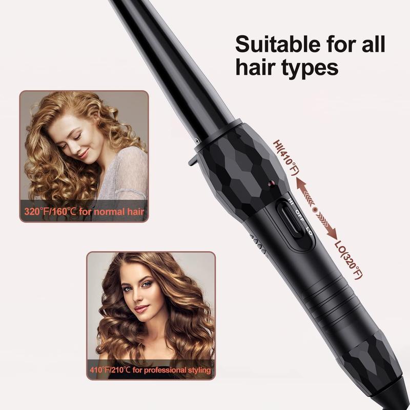 Ceramic Tourmaline Coating Curling Wand, 1 2-1 Inch Barrel Hair Curler with 2 Heat Setting (320 410℉), Suitable for All Hair Types