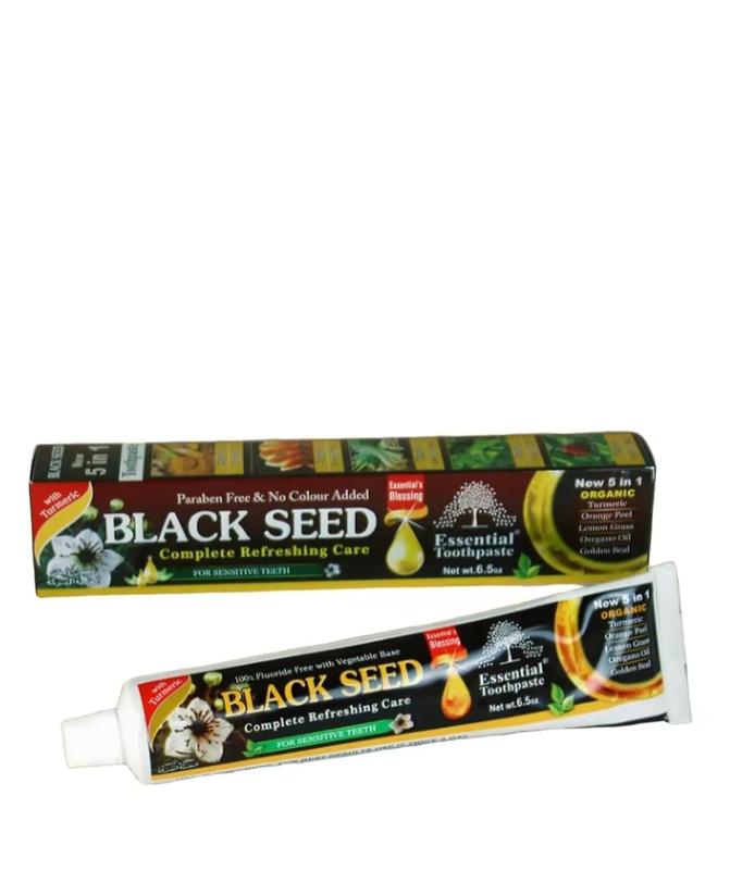 Organic Black Seed Essential Toothpaste 5 in 1 100% Fluoride Free & Vegetable Base for Sensitive Teeth- oral health management