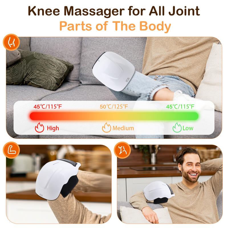 Knee Massager, Electric Adjustable Temperature Knee Massager with LED Screen, Cordless Knee Massager and Vibration, Gifts for Black Friday Gifts for Christmas