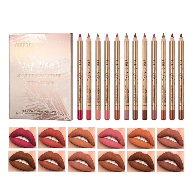 Long Lasting Lip Liner Set, 12pcs set Matte Lip Liner, Easy Coloring Lip Liner Pen, Moisturizing Lip Liner, Suitable for All Occasions Lip Makeup