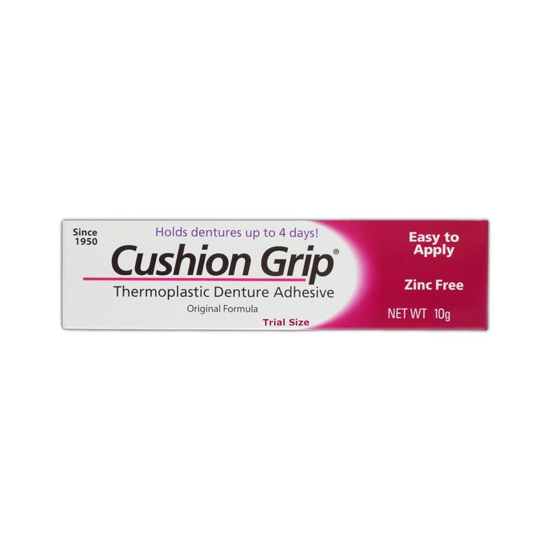 Cushion Grip Thermoplastic Denture Adhesive, 0.35 oz Travel Size | Refits and Tightens Loose Dentures On The Go | Non-Glue Adhesive, Acts Like a Soft Reliner