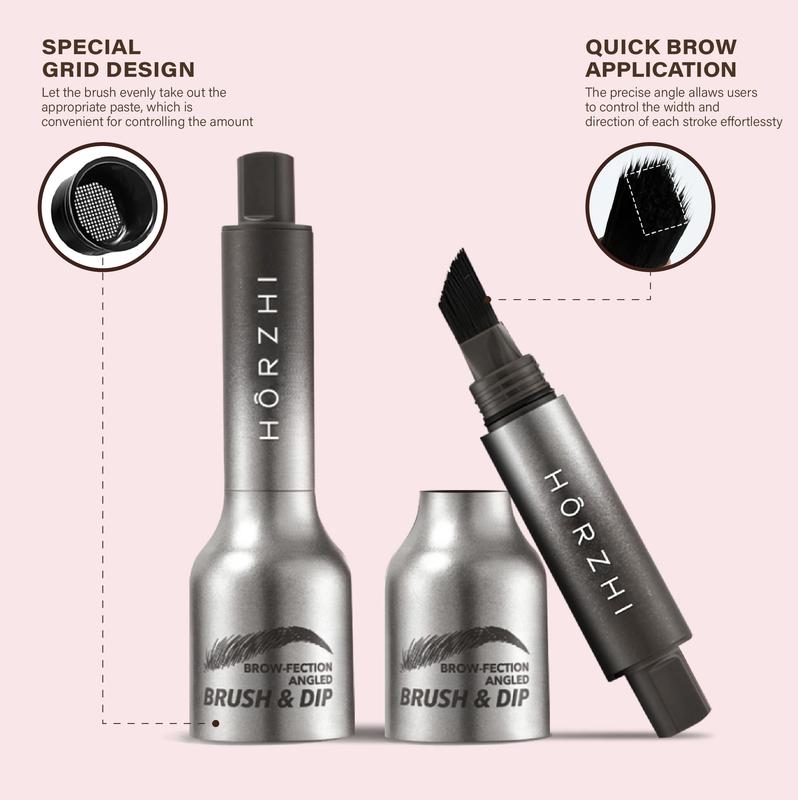 HORZHI Liquid Eyebrow Brush,Waterproof Lasting Liquid Brow-Fection Angled Brush & Dip,Black Friday Value Pack, 1.5ml Instant Brow Brush Easy To Color Quick Drying Makeup Cosmetic