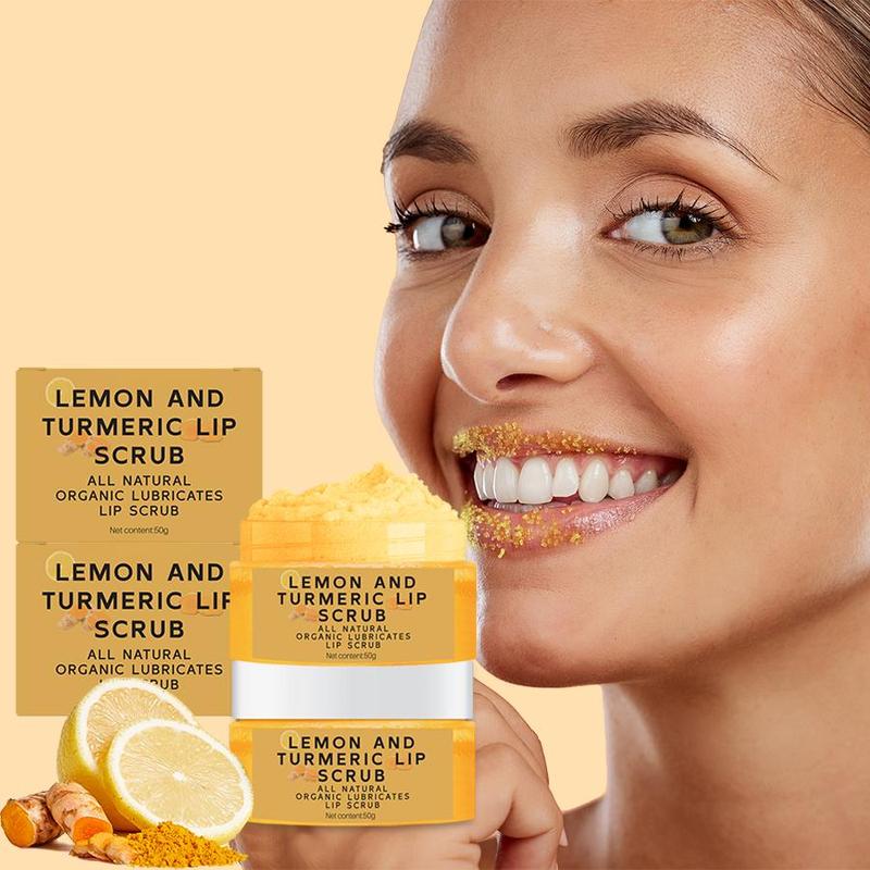 Lemon & Turmeric Lip Scrub, 2 Counts set Nourishing Exfoliating Lip Mask, Moisturizing Lip Care Product for Women & Girls