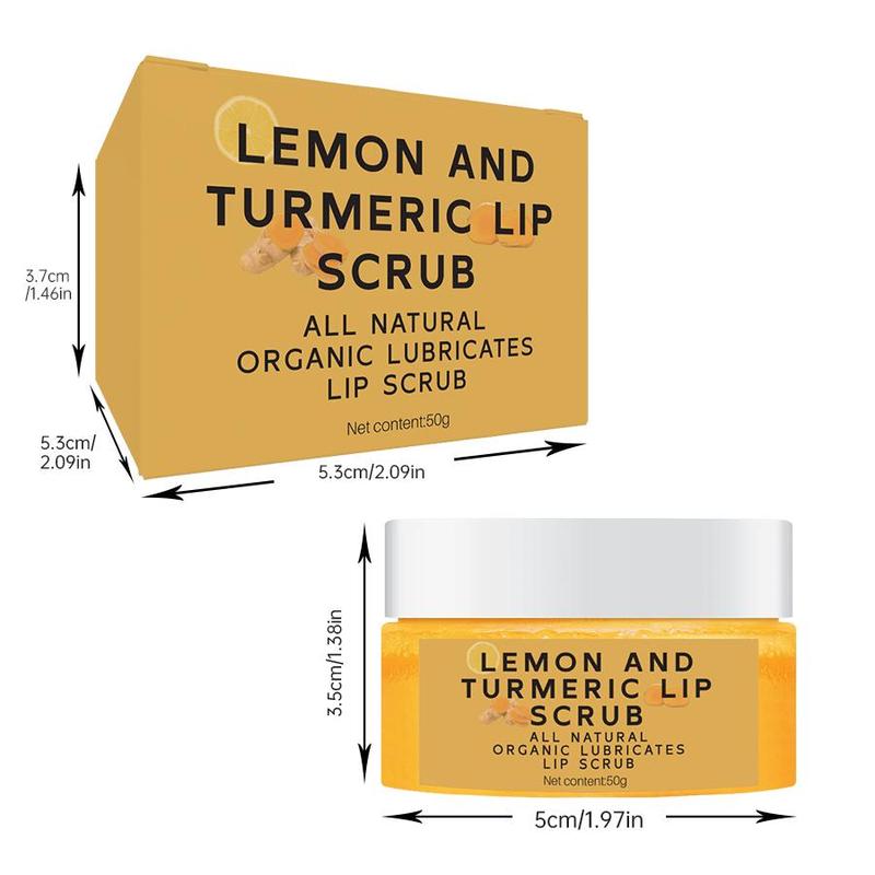 Lemon & Turmeric Lip Scrub, 2 Counts set Nourishing Exfoliating Lip Mask, Moisturizing Lip Care Product for Women & Girls