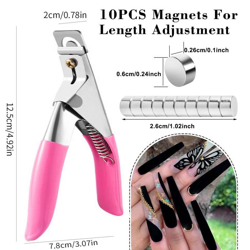 Stainless Steel Nail Clipper, 1 Count Portable U-shaped Nail Trimmer with 10pcs Nail Measuring Magnets, Professional Manicure Tool for Home & Salon Use, Nail Supplies, Christmas Gift