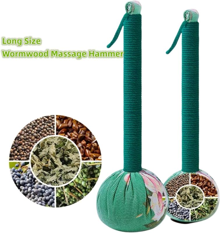 2 count Long Size Lymphatic Drainage Massage Hammer,Manual Massage Hammer for ,  Massage Hammer Taichi,Wormwood Massage Hammer Sticks  Relaxation 2 count (Red Green)