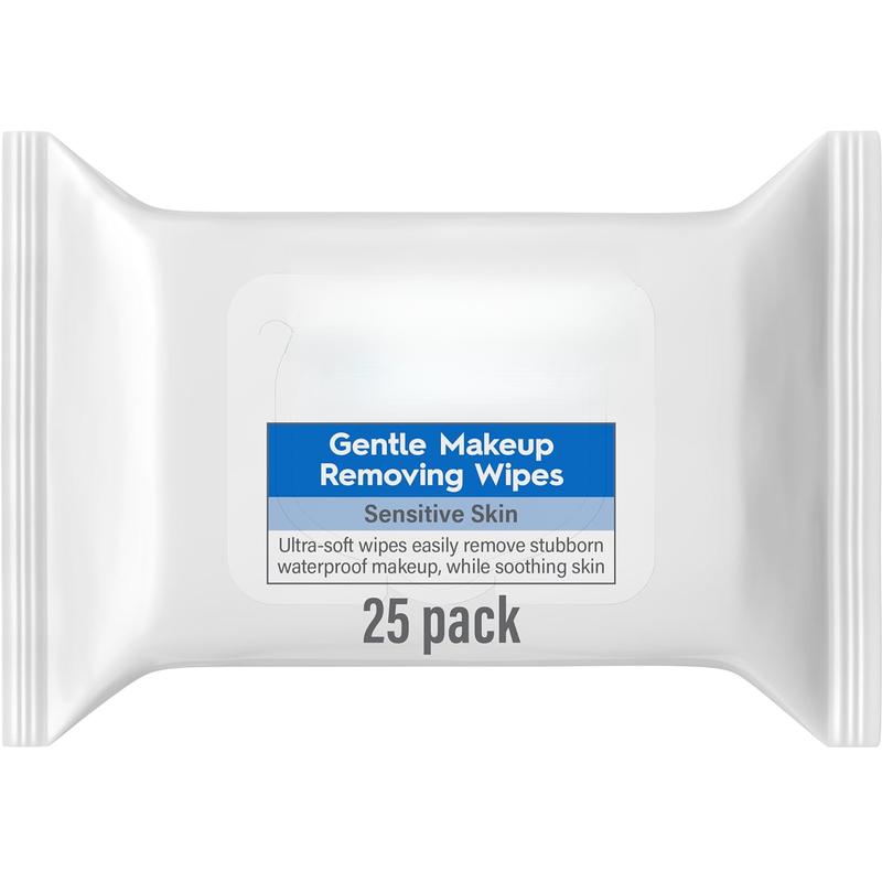 25-count Gentle Makeup Removing Face Wipes, fragrance & alcohol free, for daily facial cleansing and gentle makeup removal.