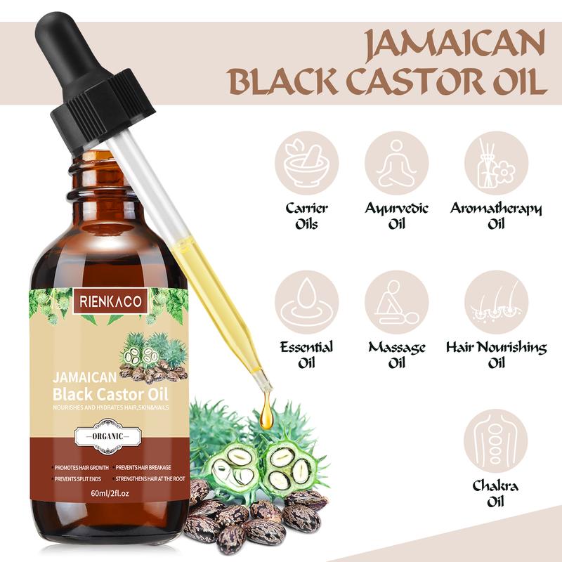 Rienkaco Jamaican Black Castor Oil（60ML）+ Castor Oil Pack Wrap Set（Waist and Neck Set） Haircare Comfort Conditioner Shampoo