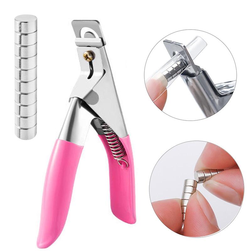 Stainless Steel Nail Clipper, 1 Count Portable U-shaped Nail Trimmer with 10pcs Nail Measuring Magnets, Professional Manicure Tool for Home & Salon Use, Nail Supplies, Christmas Gift