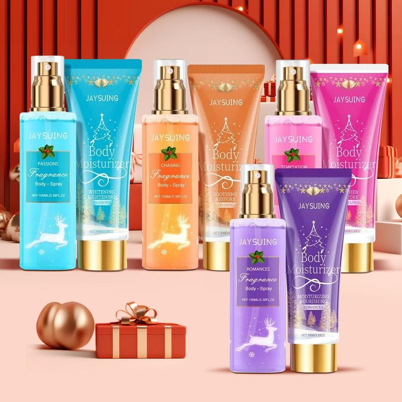 Christmas Themed Body Care Kit, 2 Counts set Body Lotion & Body Spray, Moisturizing Body Care Kit for Women & Men, Holiday Gift, Christmas Gift