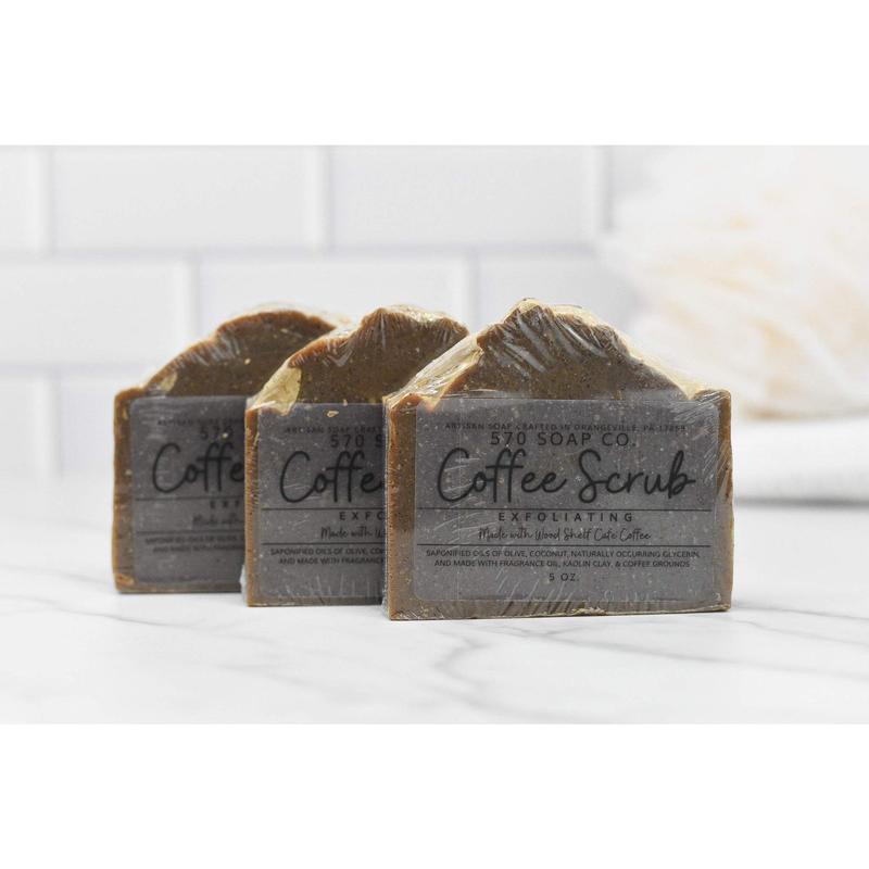 Coffee Scrub Bar Soap: Wood Shelf Cafe Coffee