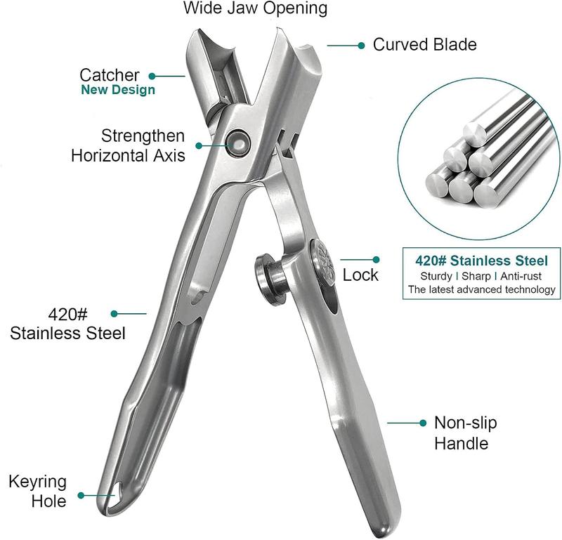 2024 Upgrade Nail Clippers , Large Wide Jaw Opening Toe Nail Clippers, Heavy Duty Stainless Steel No Splash Fingernail Clipper Cutters Long Handle with Catcher nail clipper Large Opening Nail Art Manicure Nail Care Set professional nail trimmer