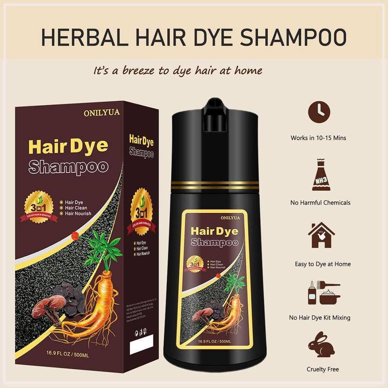 Light Brown Hair Dye Shampoo-Various colors availabie,3 in 1 Herbal Hair Color Shampoo,Natural Haircoloring,Tinte Para el Cabello for Women and Men 100% Grey Hair Coverage, 500ml Haircare