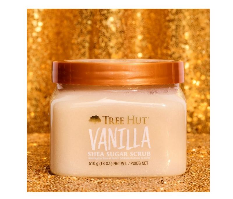 Tree Hut Body Scrub, Shea Sugar Hydrating Exfoliator for Softer, Smoother Skin, Vanilla, 18 oz