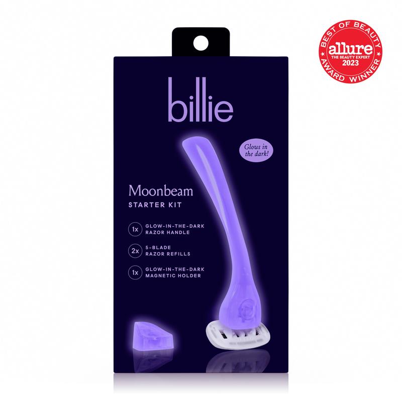 Billie Women’s Razor Kit - 1 Handle + 2 x 5-Blade Refills + Magnetic Holder - Moonbeam-Slip Handle - Matte, Sensitive Comfort