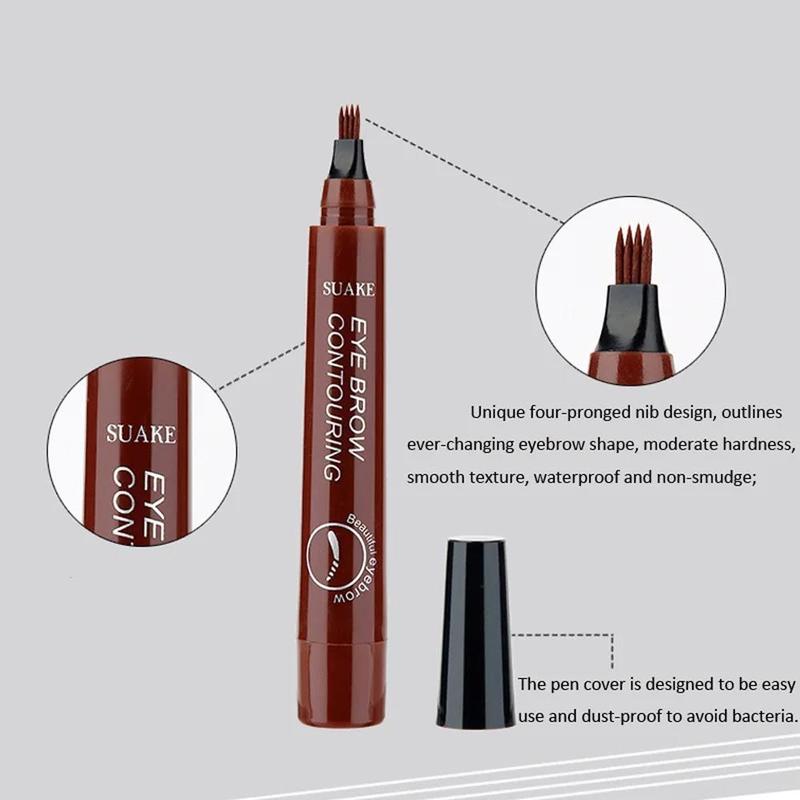 Long Lasting Liquid Eyebrow Pencil, 1 Count Eyebrow Styling Brush, Sweat Proof Brow Shading and Filling Pencil, Makeup Tool for Women and Girls, Christmas Gift