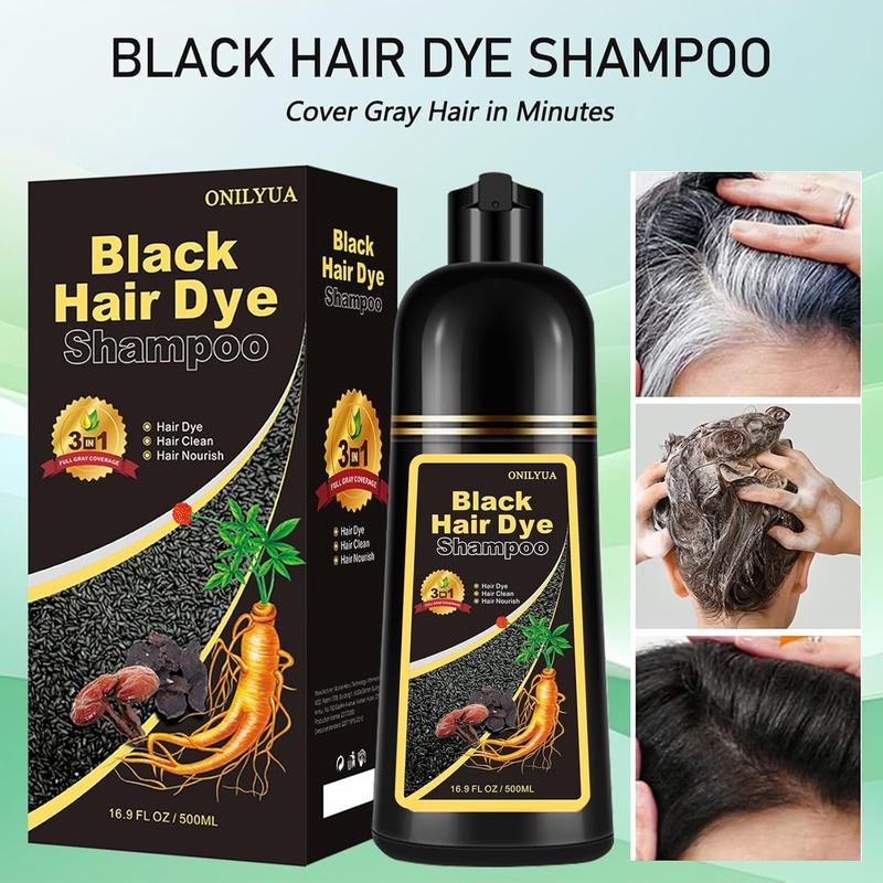 Dark Brown Natural Hair Dye Shampoo 3 in 1, 16.9 Fl Oz 500 ML, 100% Gray Hair Coverage, Unisex, Natural herbal Ingredients Haircare