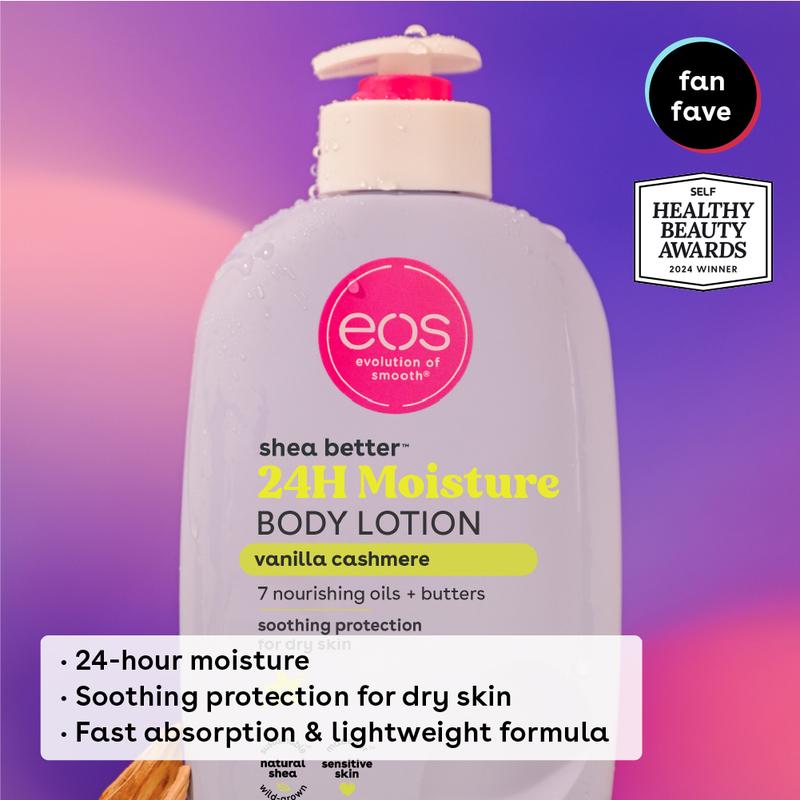 eos Shea Better Body Lotion for Dry Skin, Vanilla Cashmere, 16 fl oz - Hydrating Formula with Shea Butter and Glycerin