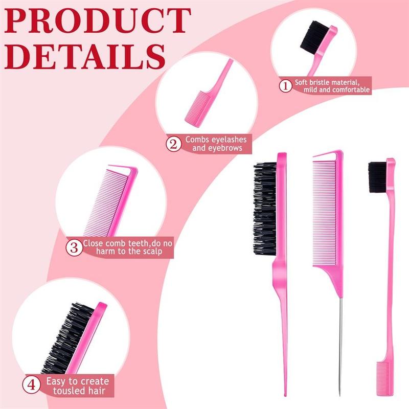 Hair Wax Stick with Comb & Brush Set, 5 Counts set Hair Styling Wax Stick Kit, Professional Hair Styling Tool for Women & Girls