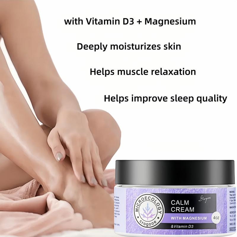 Crogooe Calming Cream with Magnesiumand Vitamin D3 -OrganicMoisturizing BodyCare ComfortLotion, Relaxing and SoothingCosmetic Skin Repair moisturizer