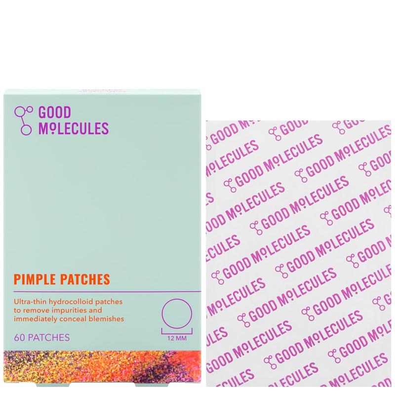 Good Molecules Pimple Patches (60 Patches) - Ultra-Thin Hydrocolloid Patches to Conceal Whiteheads, Blackheads and Blemishes, Target Ance and Impurities - Skin Care for Face with Cellulose and Pectin Good Molecules Good Molecules