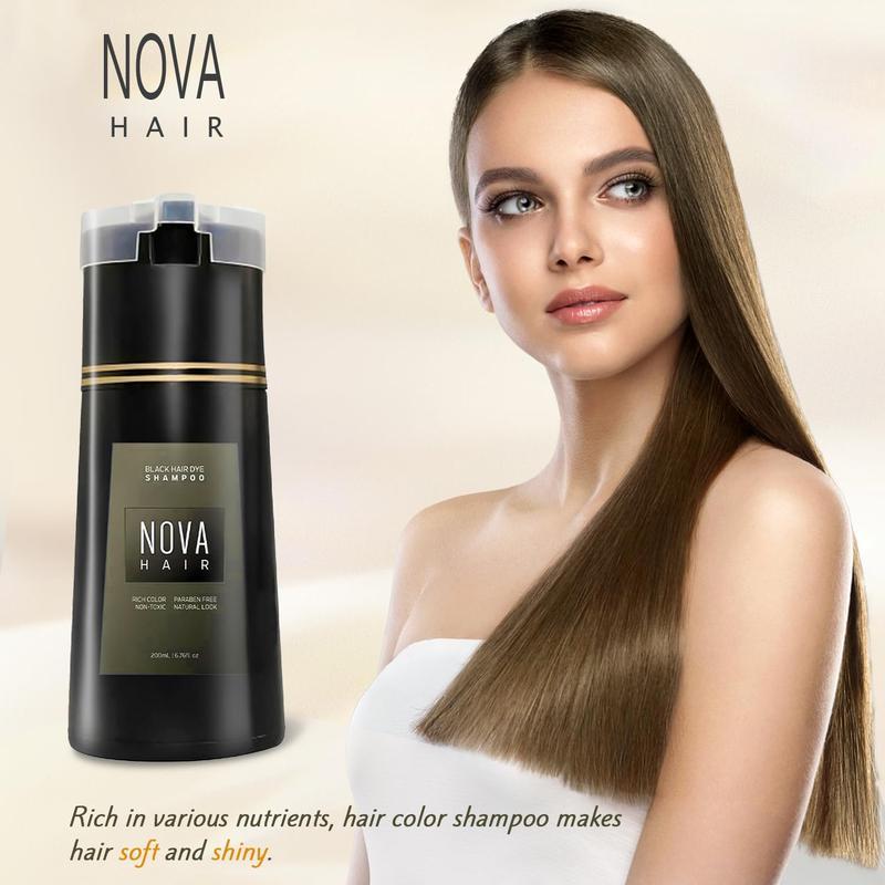 Hair Dye Shampoo,Nova Hair Instant Dye Shampoo,Nova Hair Dye Shampoo 3 in 1, for Men & Women (Black)