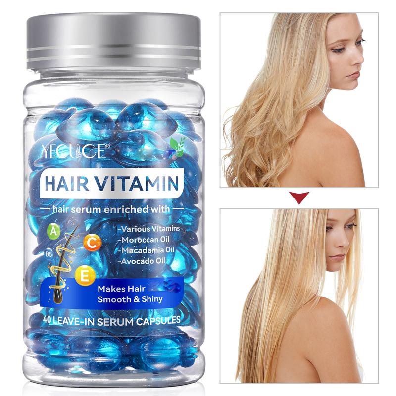 Hair Vitamin Capsule Blue, No Rinse with Argan Macadamia Avocado Oils, and Safe for All Hair, Conditioner for Women & Men-40P