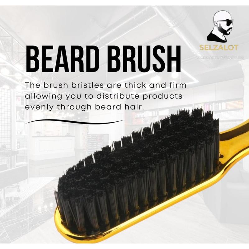 Double-Sided Beard Brush & Beard Comb Barber Brush for Grooming Beard Non-Slip & Sturdy Bristle Brush for Clean Cuts Professional Barber Comb