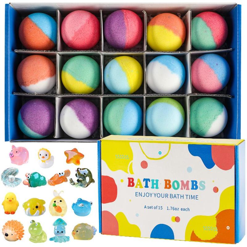 Bath Salt Ball, 15pcs box Bath Bombs for Kids, Bathing Soap Ball, Soaking Body Wash & Soap for Home & Travel, Christmas Gift