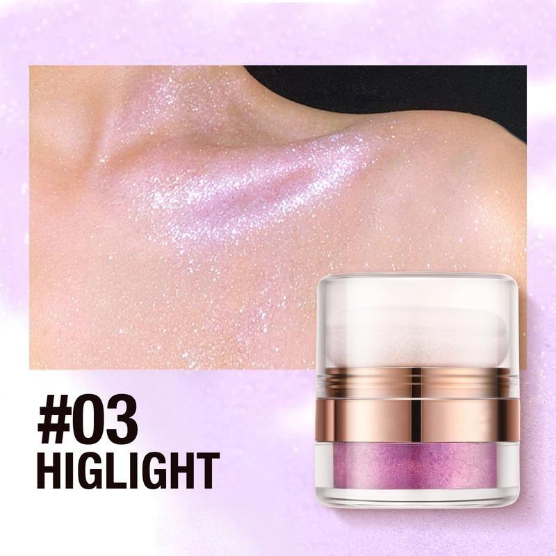 Instant Retouch Body Highlight Powder, Shimmer Bronzer Makeup Cosmetic, Diamond Fairy Dust Glitter Highlighter Powder,  Waterproof High Gloss Glitter Body Bronzer Face Contour Illuminator Makeup, highlighter blush palette, Gift Brush Radiant