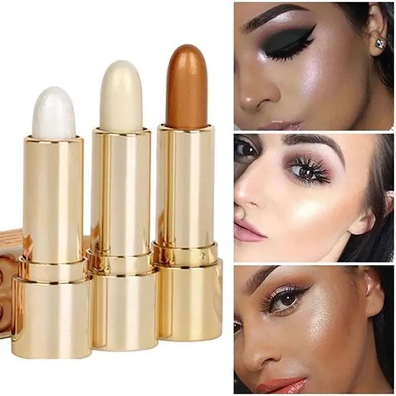 3 Colors 3D Face Brighten Highlighter Bar Cosmetic Face Contour Bronzer Shimmer Highlighter Stick Concealer Cream Makeup tool Radiance