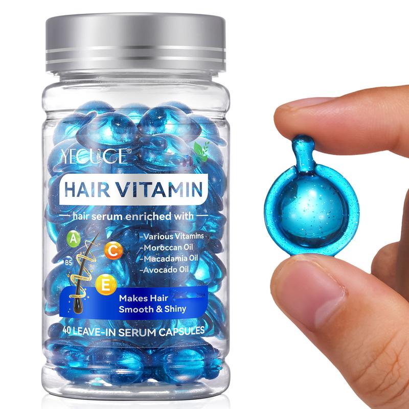 Hair Vitamin Capsule Blue, No Rinse with Argan Macadamia Avocado Oils, and Safe for All Hair, Conditioner for Women & Men-40P