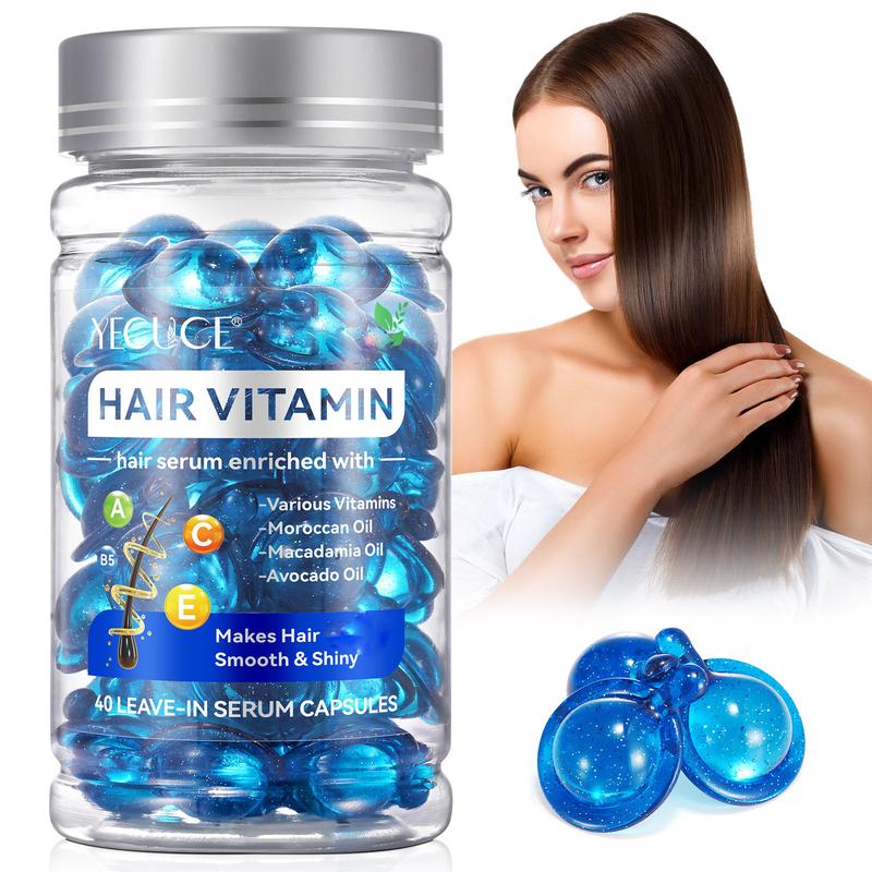 Hair Vitamin Capsule Blue, No Rinse with Argan Macadamia Avocado Oils, and Safe for All Hair, Conditioner for Women & Men-40P