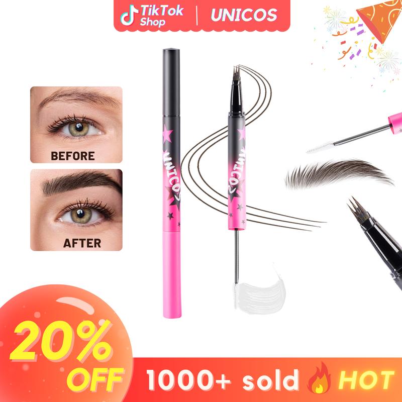 Unicos Dual-Sided Eyebrow Gel Pen, Eye Makeup，Eyebrow Pencil with a Micro-Fork Tip Applicator,Water & Smudge Proof,Dual-Sided Brow Brush, All Day Hold,Vegan & Cruelty-Free, 0.15 oz(1 count)