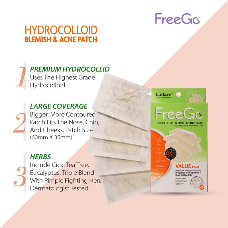 FreeGo Hydrocolloid Acne Patches for the Face, Large Pimple Patches for Skin Repair, Breakouts, Zit, Blemish Spot, Skincare, Korean Pimple Patches.