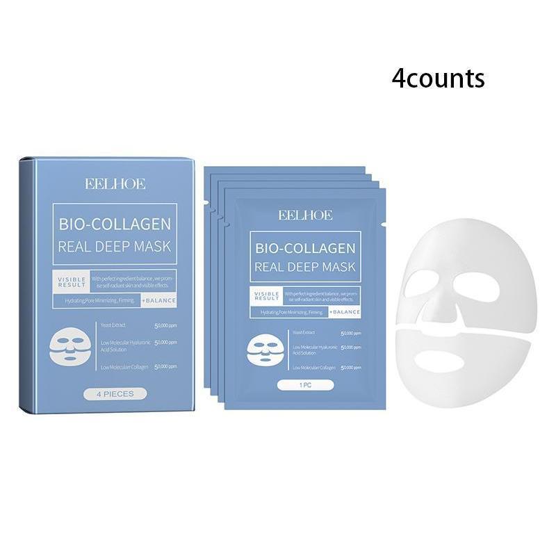 Collagen Facial Mask, 4 Counts box Moisturizing Facial Mask, Hydrating Facial Mask, Deeply Hydrate & Comfort Skin, Face Care Product for Women