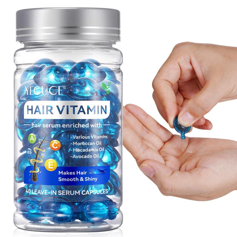 Hair Vitamin Capsule Blue, No Rinse with Argan Macadamia Avocado Oils, and Safe for All Hair, Conditioner for Women & Men-40P