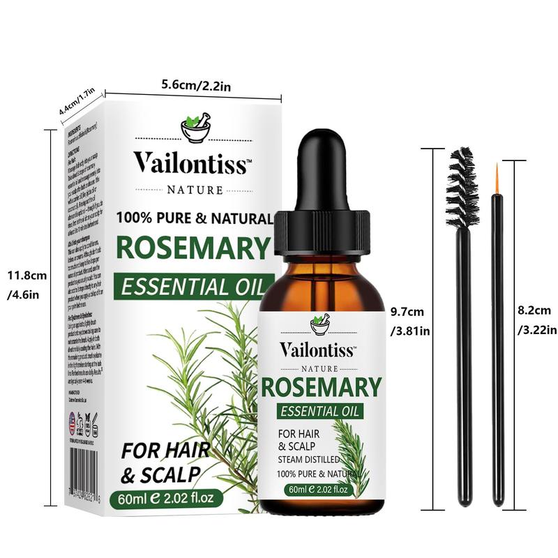 Organic Rosemary Essential Oil, Hair Care & Scalp Care Oil, Scalp and Hair Strengthening Oil, Suitable for Most Hair Types, Hair, Skin, Eyebrows, Eyelashes, Nails