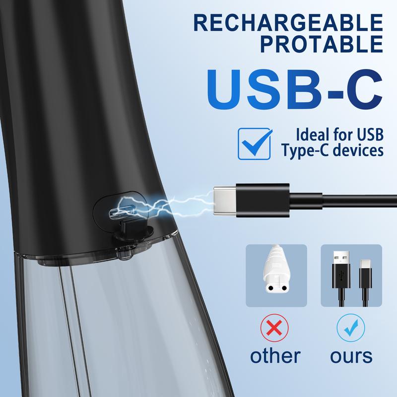 MOCEL Portabl Water Flosser Teeth Cleaner 5 Modes 6 tips Cordless Oral Irrigator and USB C Rechargeable IPX7 Waterproof tooth water pick for Home Travel Rechargeable Portable Rechargeable Portable