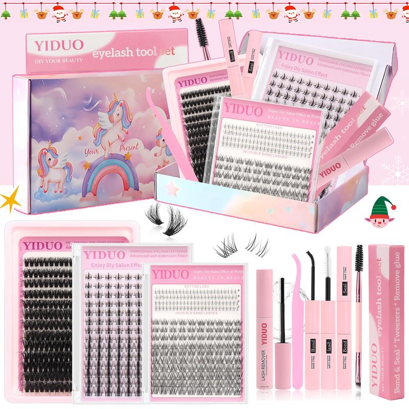 Mixed Length Individual False Eyelashes with Eyelash Glue & Tweezers & Brush & Remover, 1 Box Natural Look Eyelash Extensions