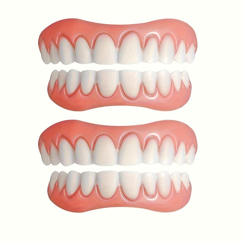 Comfortable Fit Adjustable Dentures Suit-2 Piece Set, Upper and Lower Teeth, Perfect White Veneer to Create a Professional Smile