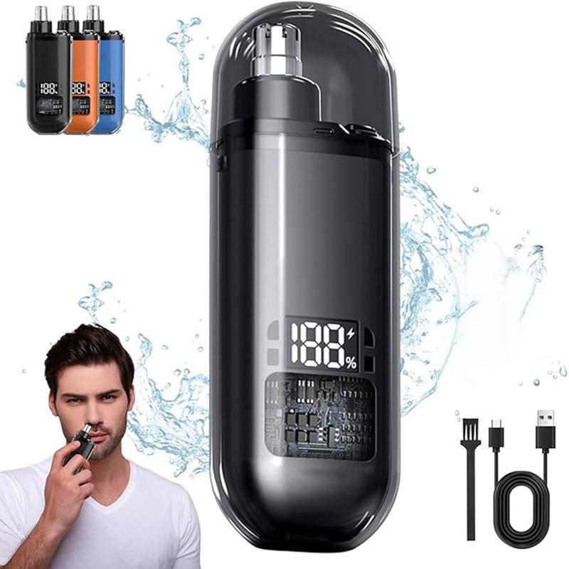 Nose Hair Trimmer for Men,Painless Eyebrow Facial Hair Shaver, Rechargeable,  LED Display, Waterproof Dual Edge Blades, Portable,Easy Cleaning Comfort