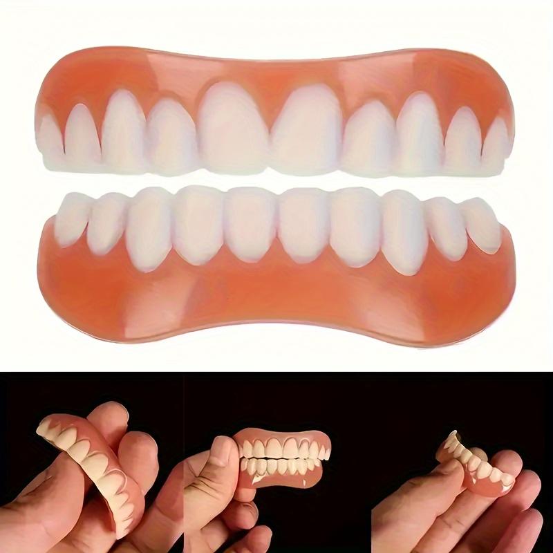 Comfortable Fit Adjustable Dentures Suit-2 Piece Set, Upper and Lower Teeth, Perfect White Veneer to Create a Professional Smile