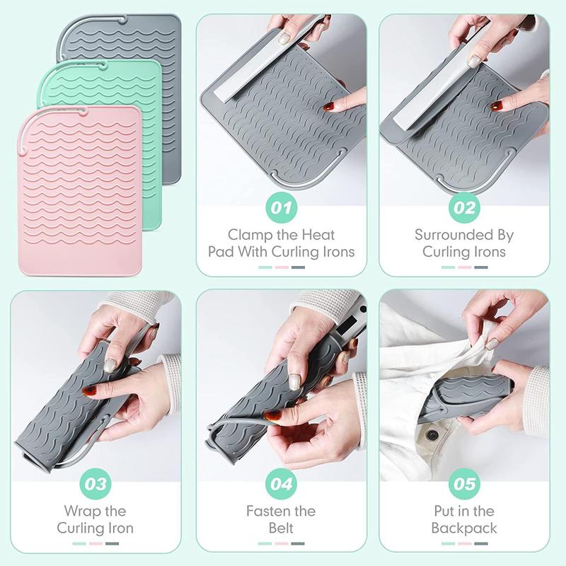 Silicone Heat Resistant Hair Straightener Pad, Hair Curler Insulation Mat, Hair Styling Tool