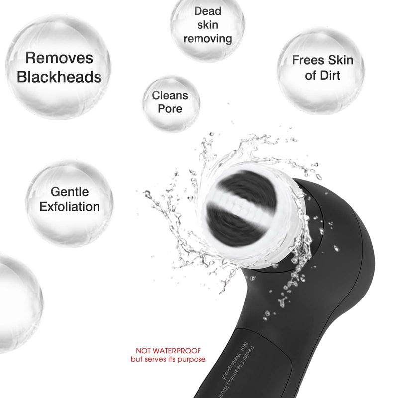 Facial Cleansing Brush Face Scrubber: Electric Face Spin Cleanser Brushes with 6 Brush Heads for Deep Cleansing, Gentle Exfoliating, Removing Blackhead, Massaging